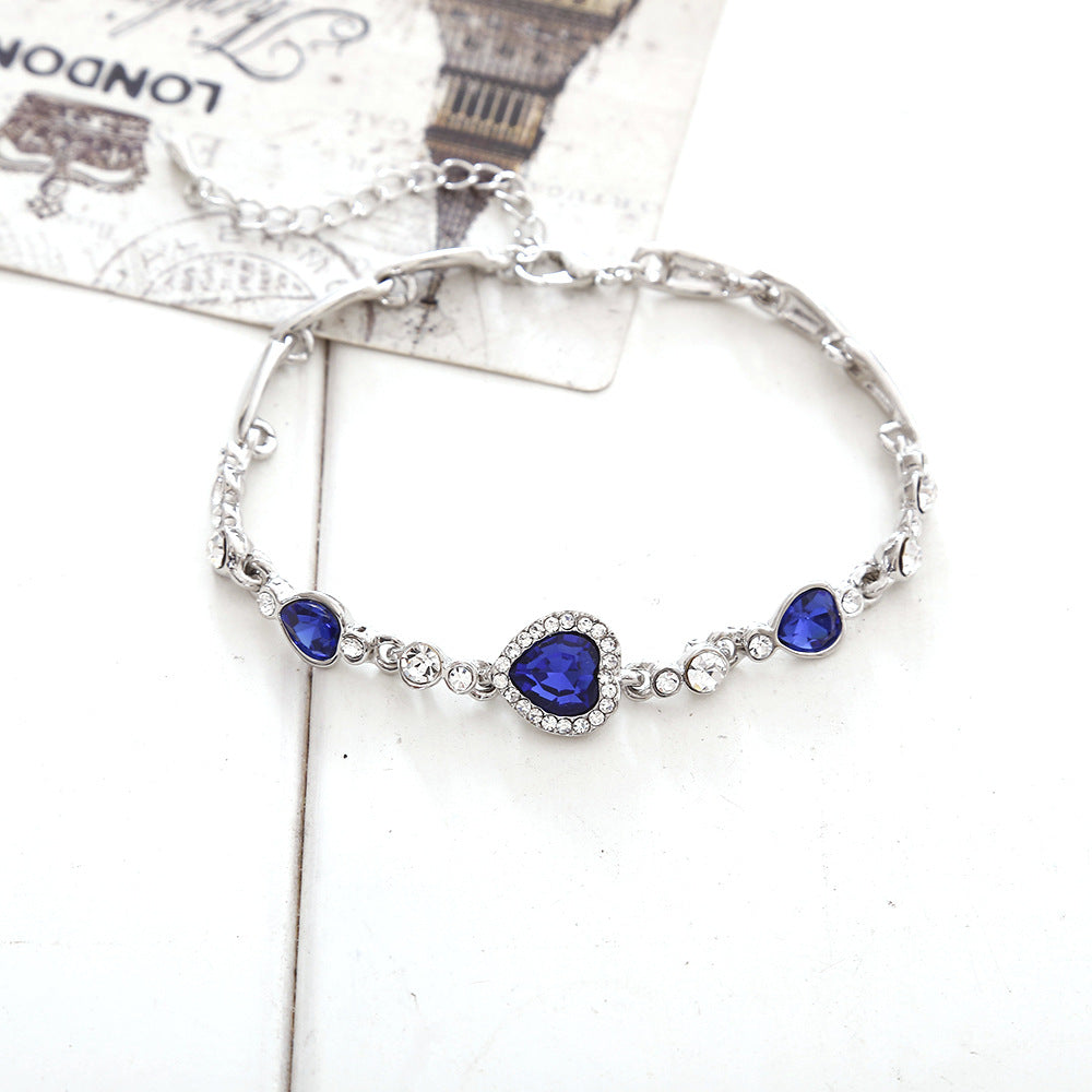 Heart-shaped Heart Zircon Crystal Diamond Bracelet