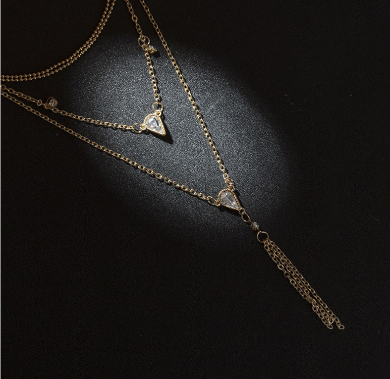 Vintage four-layer drop diamond necklace