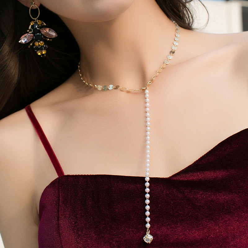 Long pearl tassel necklace