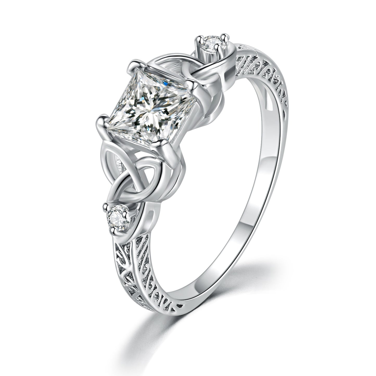 Zircon micro-plated white gold ring