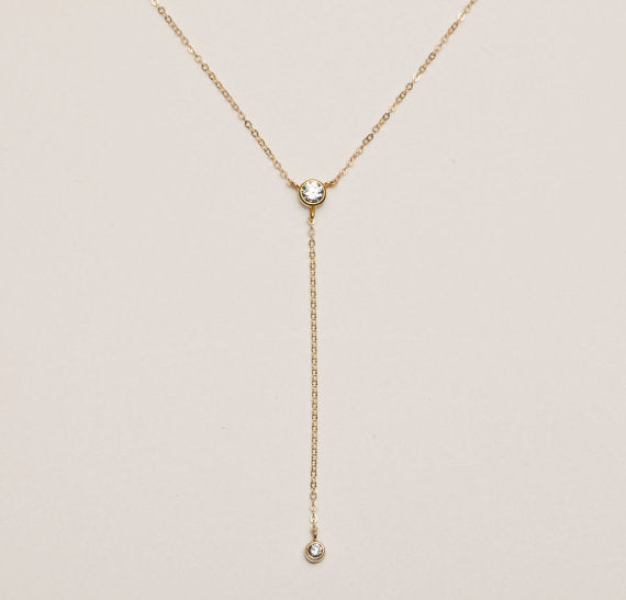 Ladies Diamond Tassel Lariat Gold Necklace