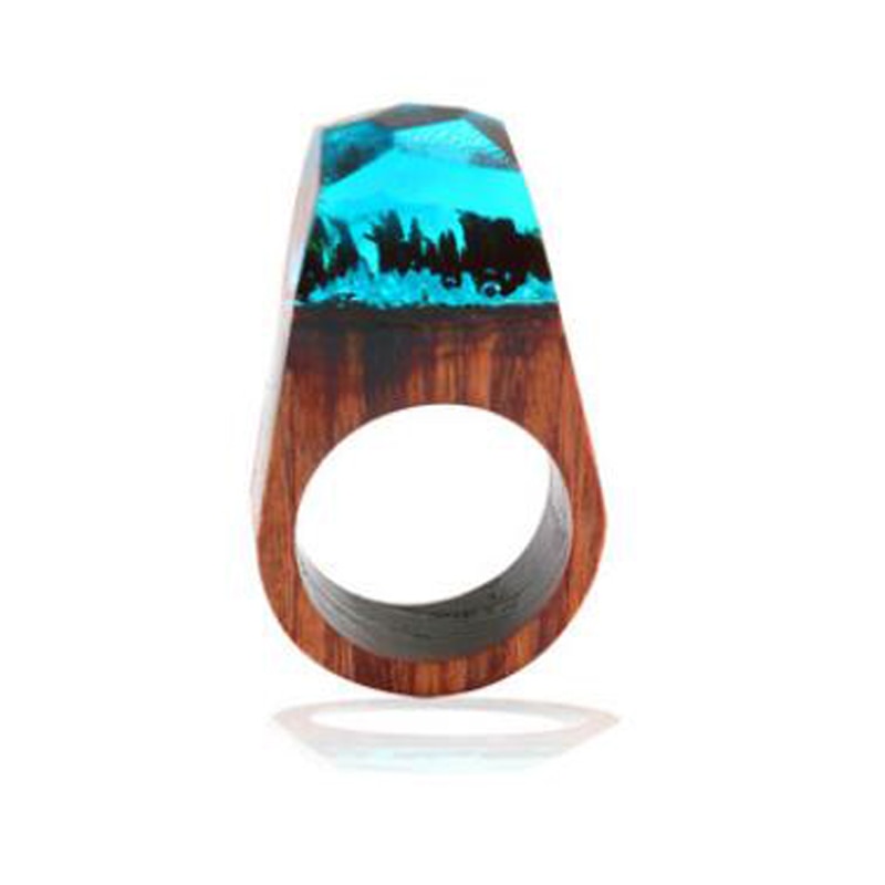 Wooden Ethnic Fashion Pointed Resin Ring