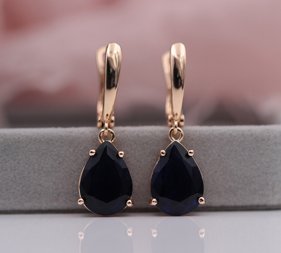 Moonstone color water drop zircon earrings