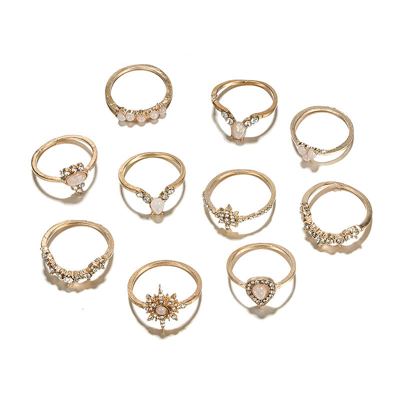 Ladies Fashion Temperament Alloy Ring Set