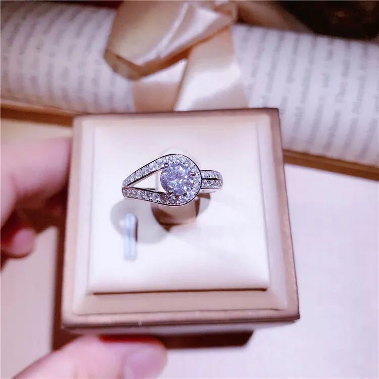 Temperament High End Atmosphere Korean Fashion Group Set   Diamond Zircon Marriage Simulation Diamond Ring Opening Adjustable Ring Female