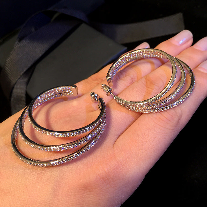 Three-layer large hoop earrings