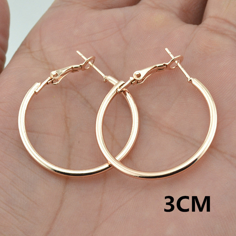 European And American Rose Gold Hoop Earrings