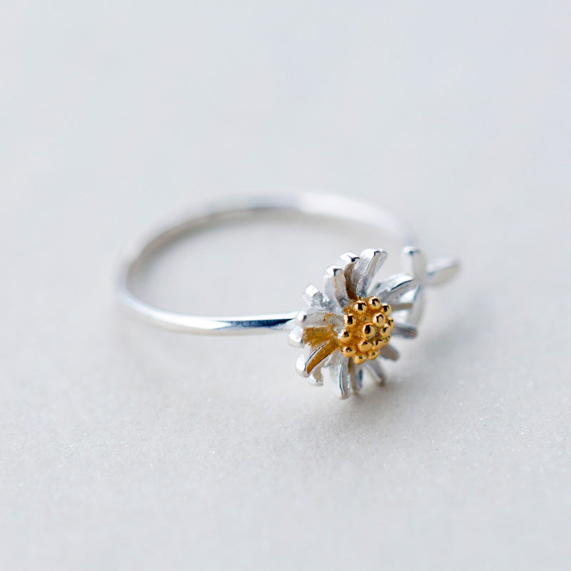 S925 Daisy small leaf ring