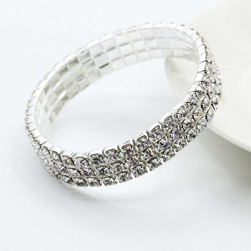 Full Diamond Single Row Elastic Bracelet Shiny Intellectual Star with Combination Bracelet