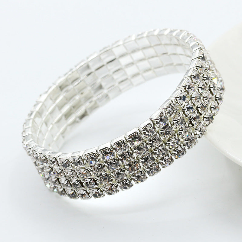 Full Diamond Single Row Elastic Bracelet Shiny Intellectual Star with Combination Bracelet