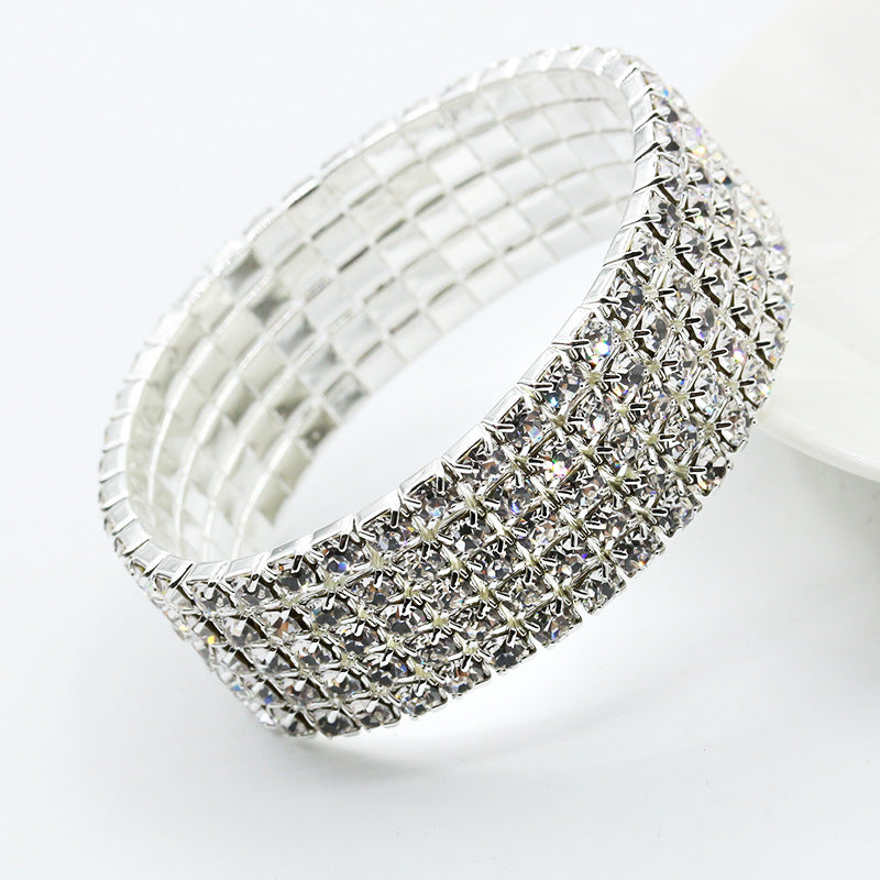 Full Diamond Single Row Elastic Bracelet Shiny Intellectual Star with Combination Bracelet