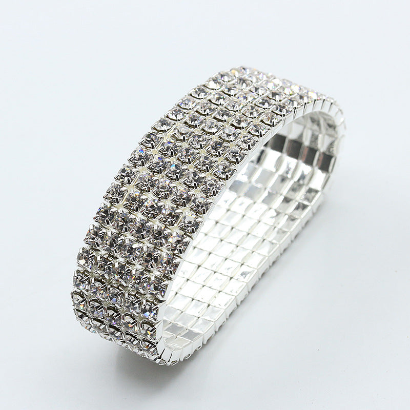 Full Diamond Single Row Elastic Bracelet Shiny Intellectual Star with Combination Bracelet