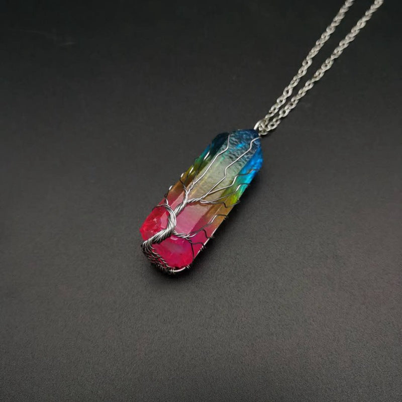 Hand-Wound Colorful Crystal Stone Necklace