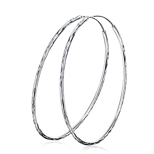 925 Sterling Silver Circle Endless Hoop Earrings for Women Girls