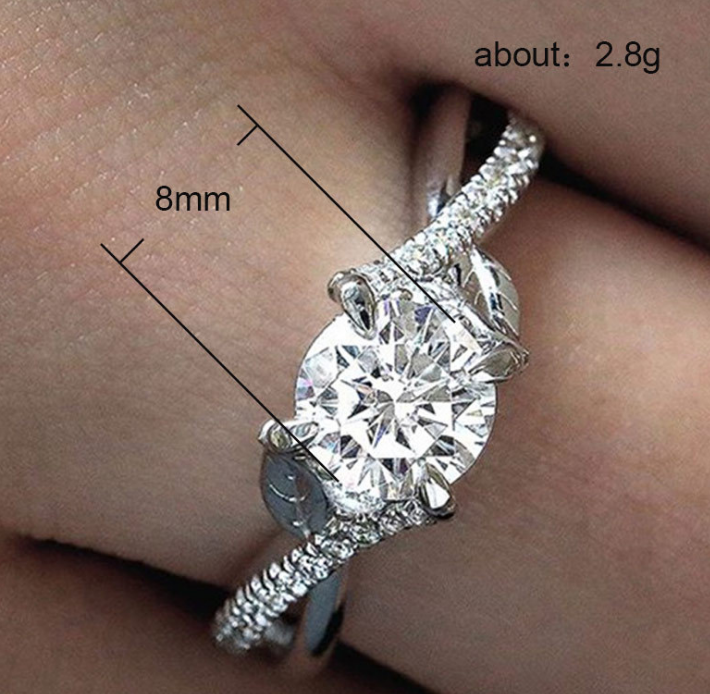 Amazon creative hot new style simple fashion ladies zircon ring engagement proposal ring ring jewelry