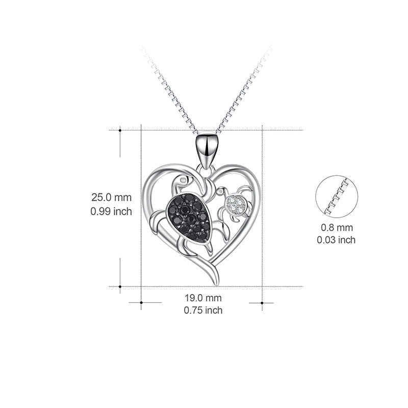 S925 Turtle Diamond Heart Necklace