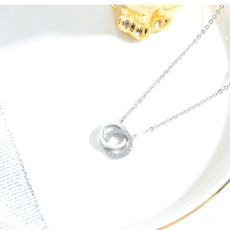 Two ring diamond necklace pendant