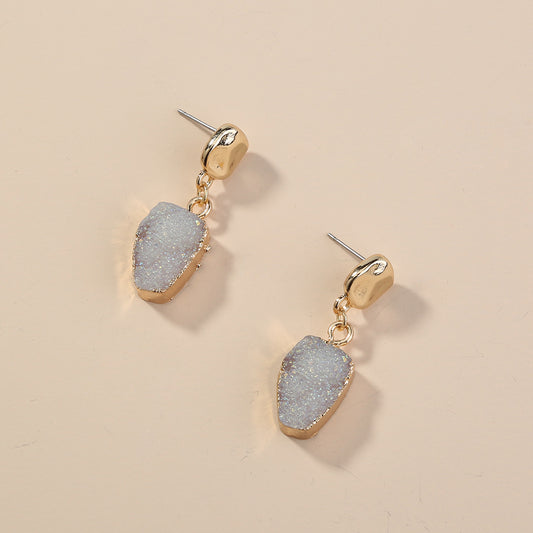 Exaggerated Personality Imitation natural stone earrings small small small style cold style style earrings female jewelry