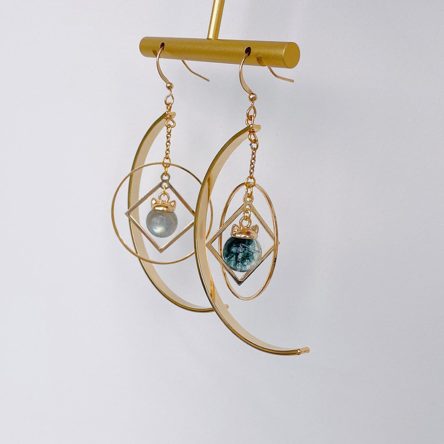 Fashion Green Ghost Moonstone Guardian Earrings