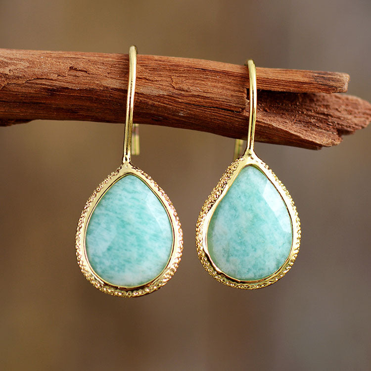 High-end Tianhe Stone Pendant Earrings Natural Stone Elegant Jewelry