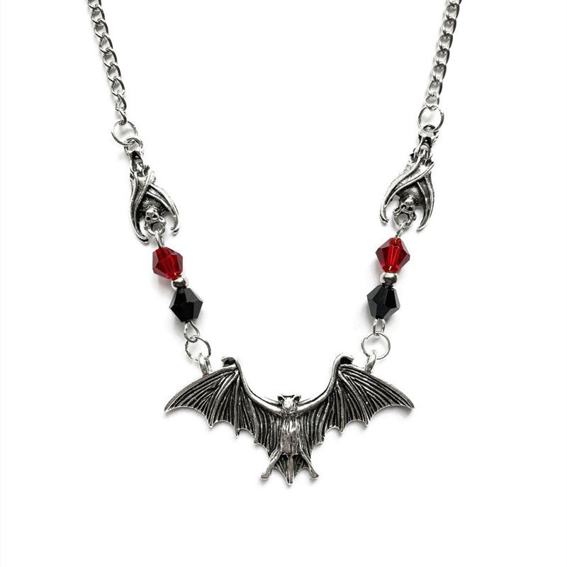 Alloy Electroplate Peach Heart Devil Wings Pendant Necklace