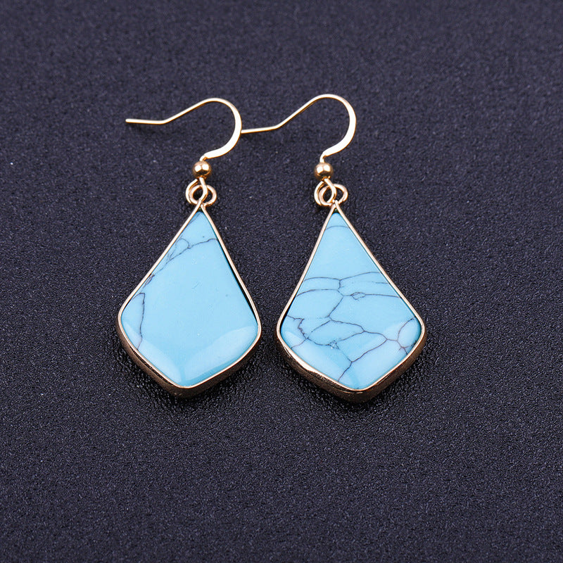 New Natural Stone Diamond Drop Earrings