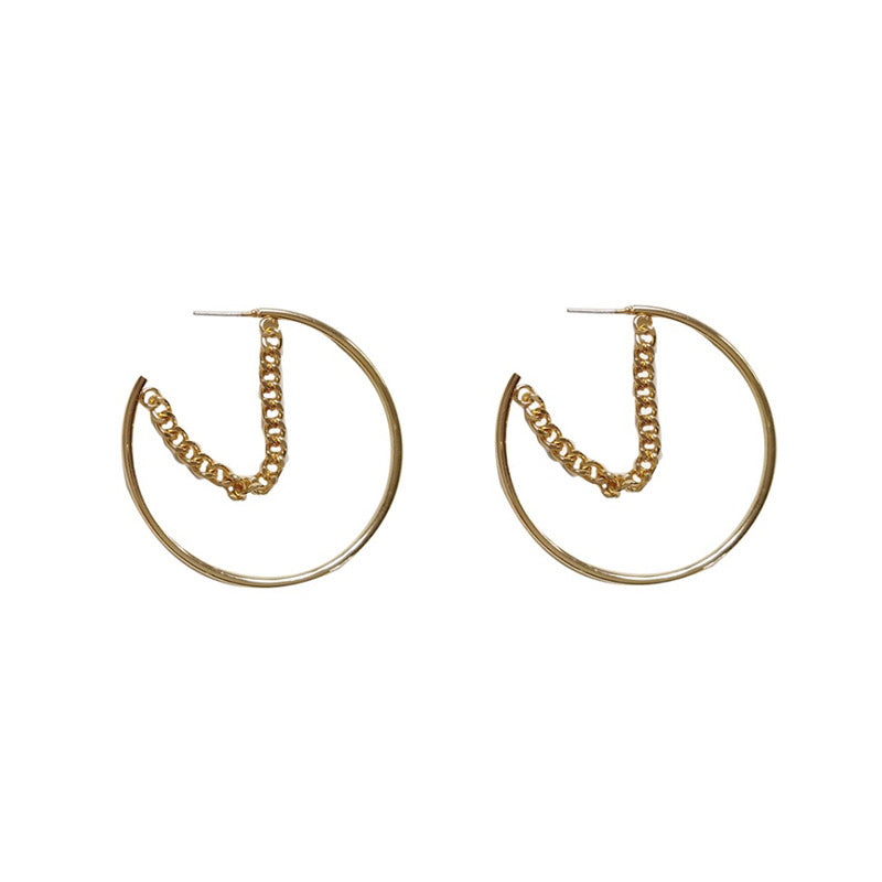 Women's Trendy Style Hoop Chain Earrings