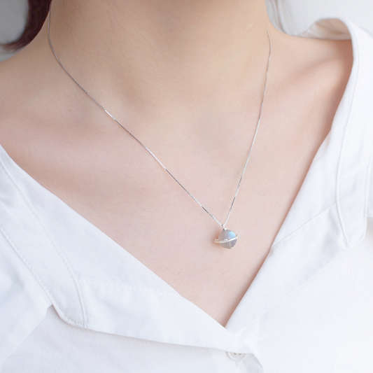 Moonstone Planet Necklace