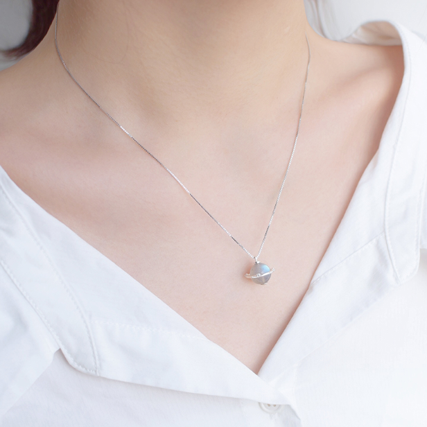 Moonstone Planet Necklace