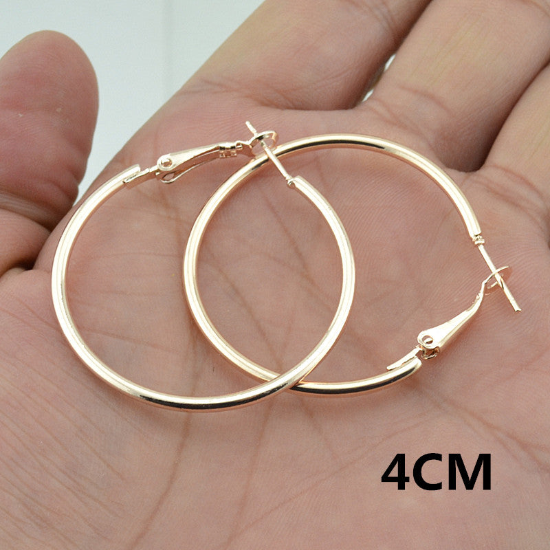 European And American Rose Gold Hoop Earrings