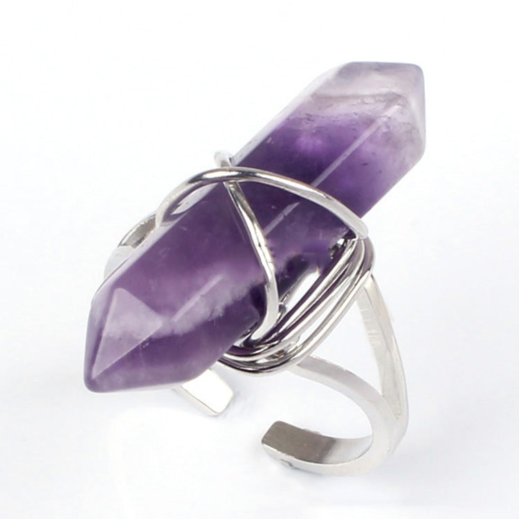 Natural Crystal Hexagon Pillar Ring