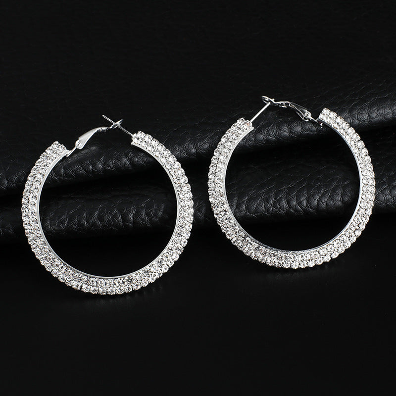 Creative Sparkling Diamond Ladies Full Diamond Round Big Earrings