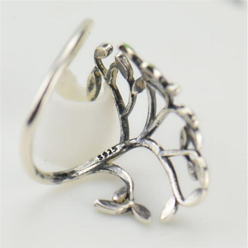 Green leaf branch ring