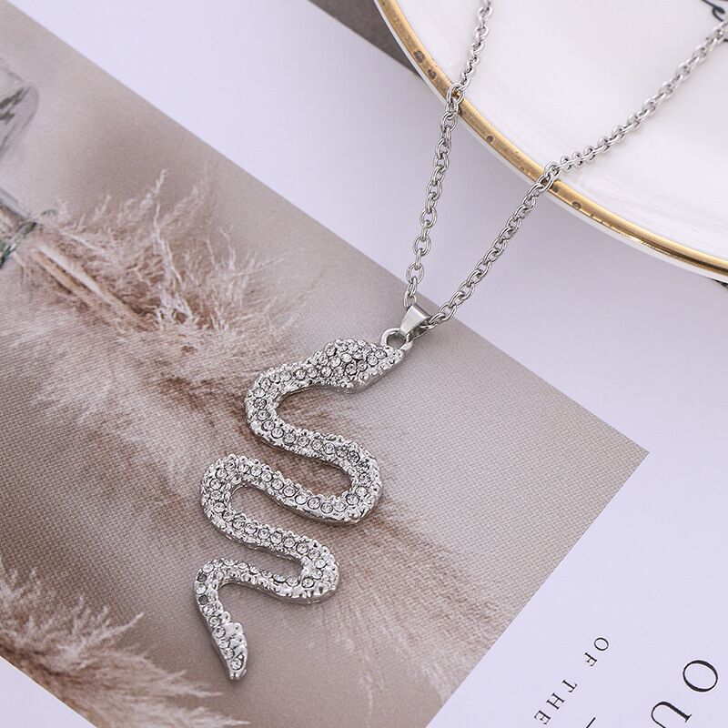 Snake necklace with diamond snake pendant necklace