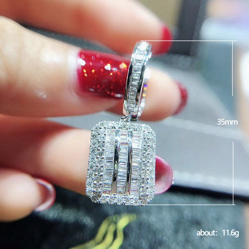 Super Sparkling Crystal Hook Zircon Pendant Earrings