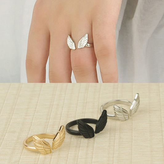 Punk angel wings alloy ring