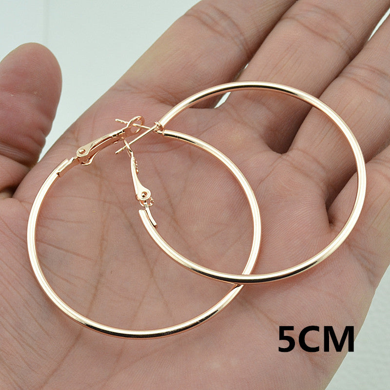 European And American Rose Gold Hoop Earrings