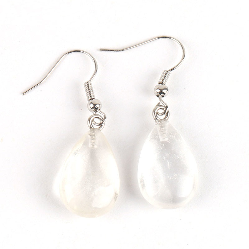 Creative Drop-shaped Gem Crystal Rough Stone Earrings