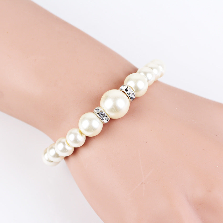 White Pearl Necklace Earring Bracelet