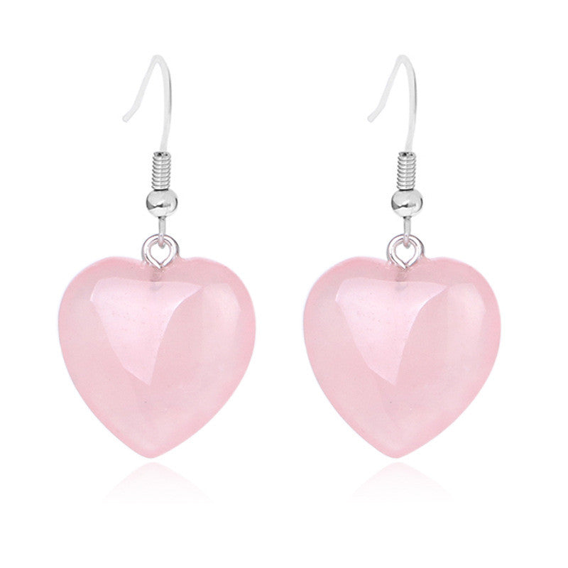 Love heart earrings natural crystal stone