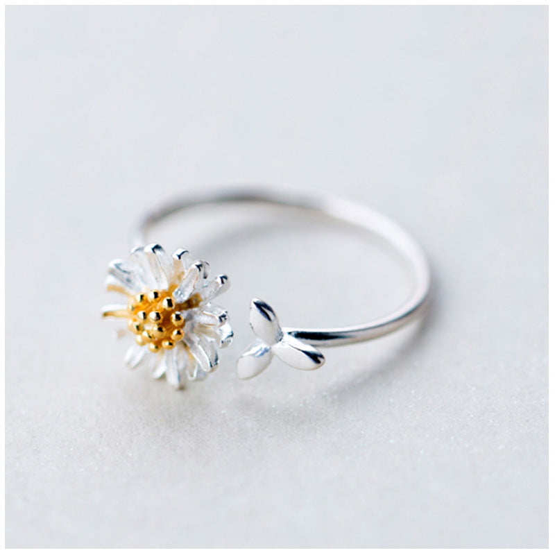 S925 Daisy small leaf ring