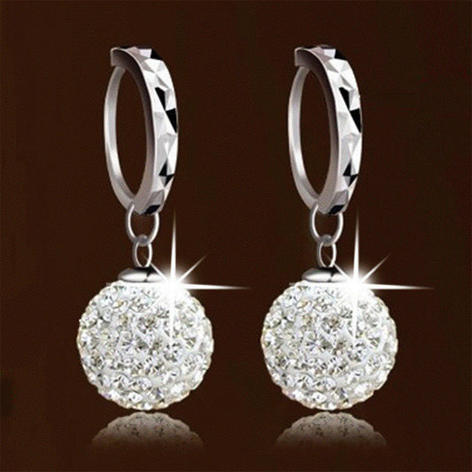 Full diamond diamond earrings European and American diamond ball women's earrings earrings