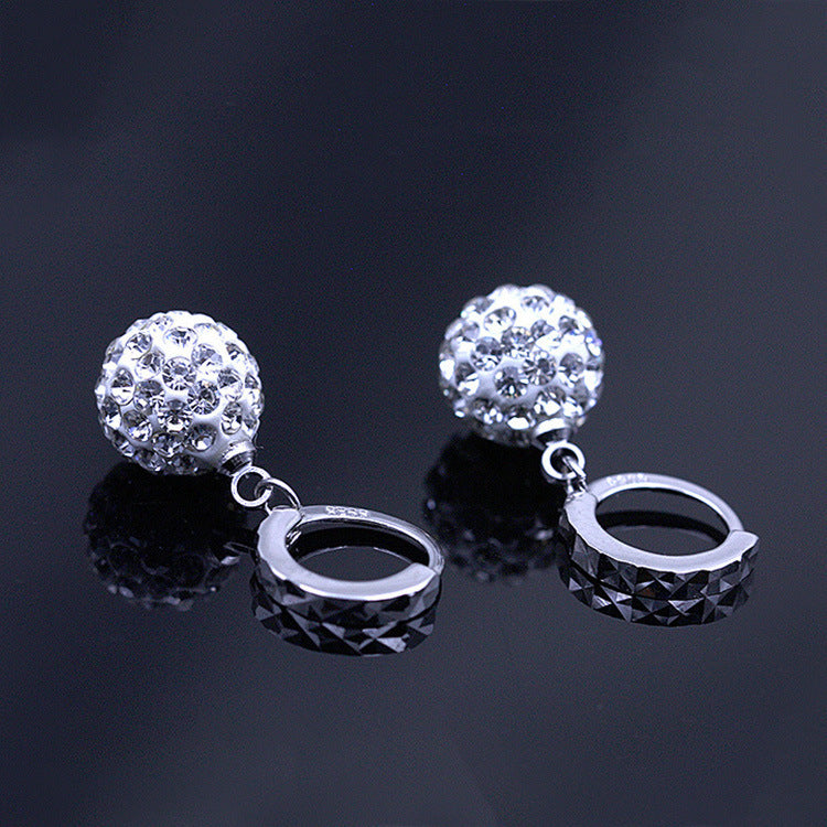 Full diamond diamond earrings European and American diamond ball women's earrings earrings