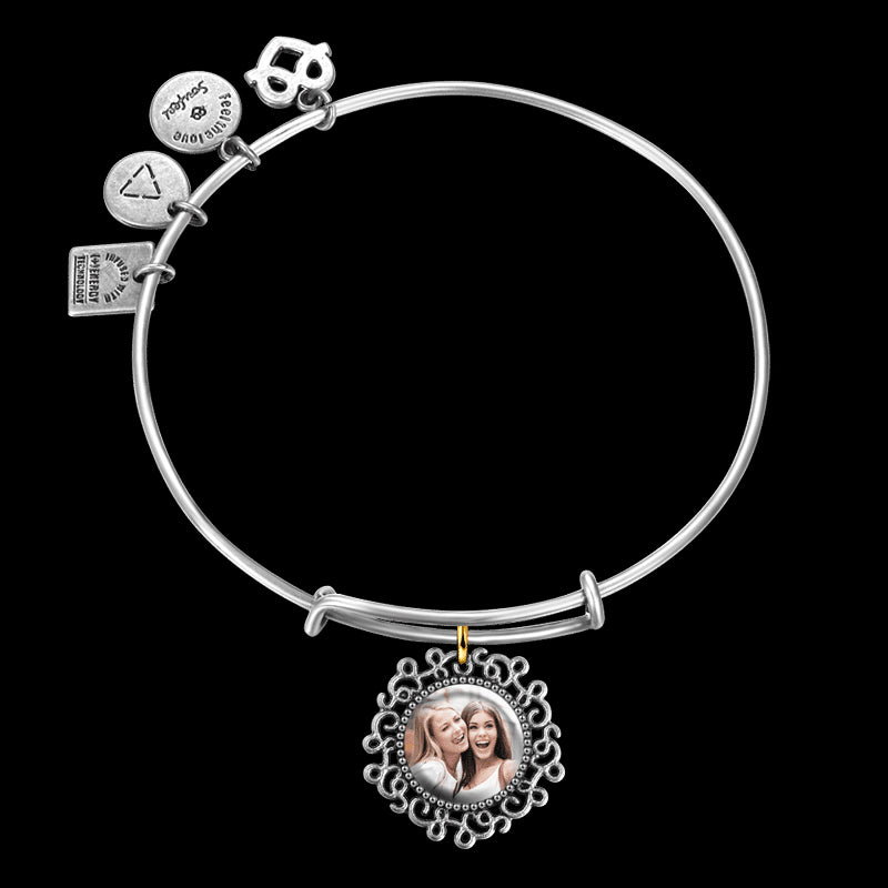 Complete Round Photo Charm Bangle Special Alloy