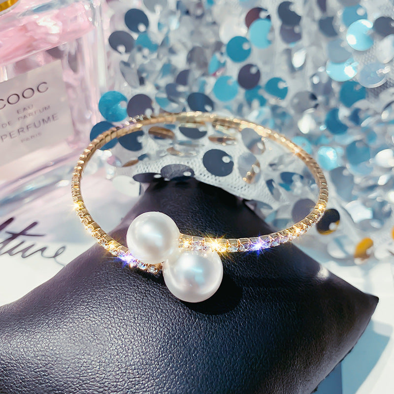 Super flash full diamond pearl bracelet