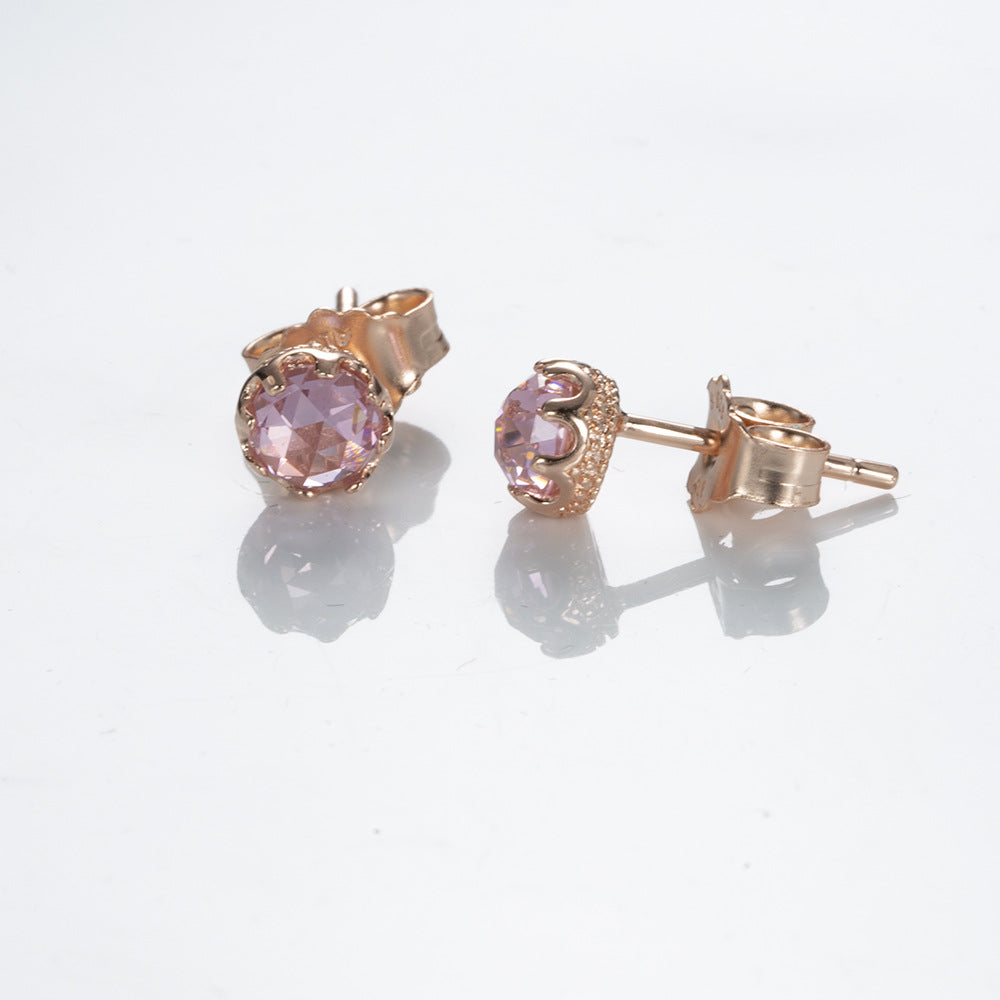 Rose gold pink fan daisy pavé sparkling elegant heart earrings