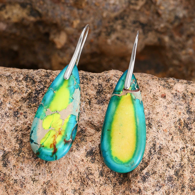 Emperor Stone Earrings Colored Natural Stone Drop Shaped Earrings