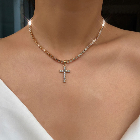 Necklace with Diamond Cross Pendant