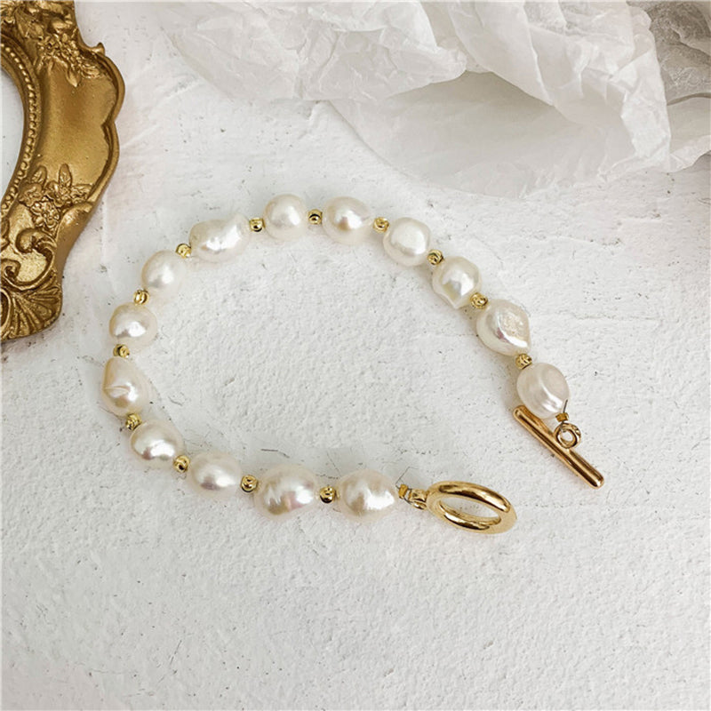 Round Gold Bracelet Pearl Bracelet