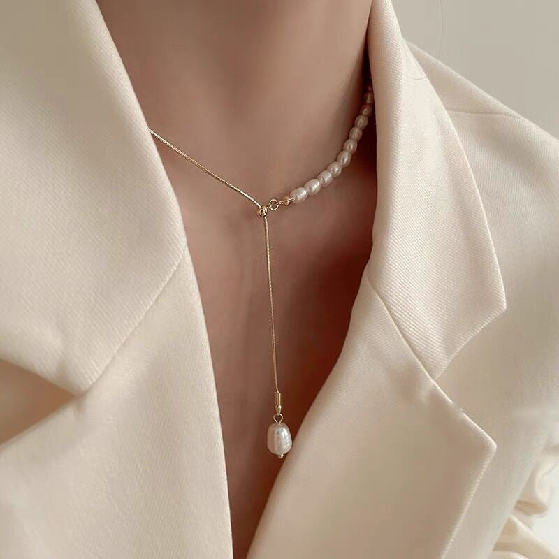 Natural Freshwater Pearl Panel Necklace